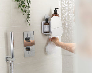Organizador de ducha compacto EasyStore con espejo